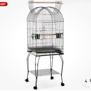 IKAYAA Parrot Bird Cage H18133 Dome Top with Stand – Silver Black – New in Box